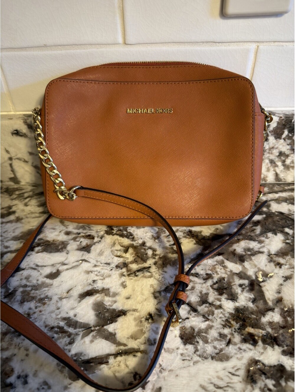 Michael Kors Jet Set East West Crossgrain Leather Crossbody